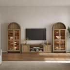 SICOTAS TV Stand Entertainment Center - 67" TV Console for Living Room Modern TV Stand for Bedroom, Media Console with Shelf and Cabinet, Entertainment Stand for TVs up to 65 75 Inch(Brown Oak)