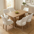 Linen Dining Chairs Set of 6, Upholstered Farmhouse Kitchen Chair Accent Chairs Side Chair with Wood Legs for Living Room/Dining Room/Bedroom/Restaurant, Upgraded Size, Cream