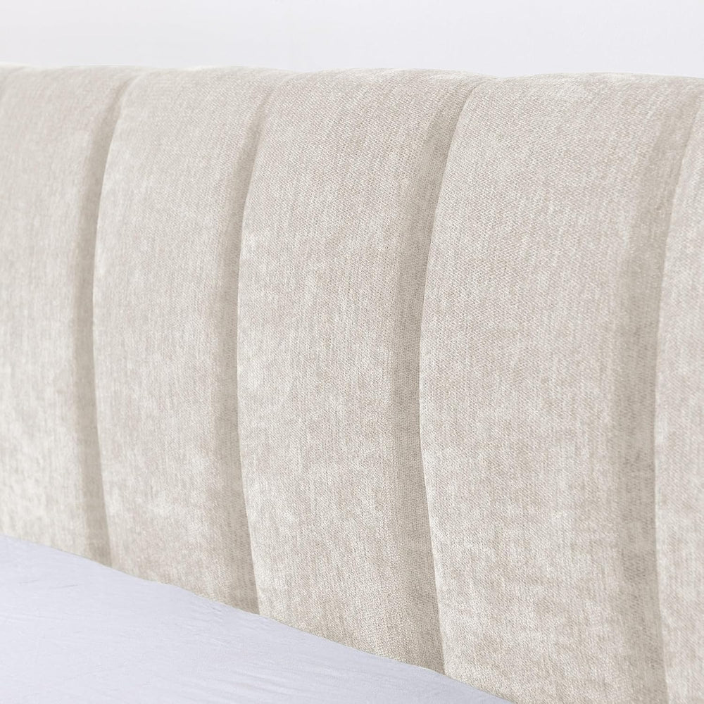 KEIKI Thick Chenille King Bed Frame with 4 Storage Drawer & Upholstered T...