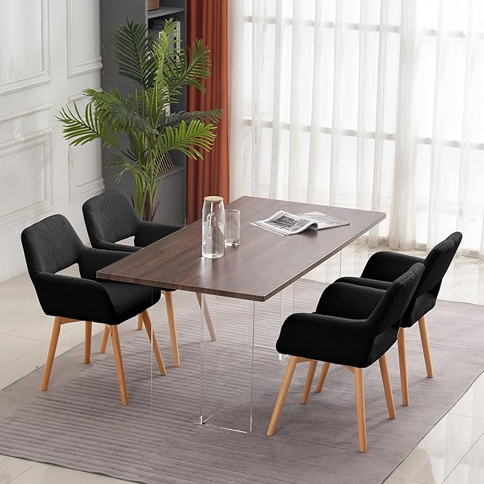 Mid Century Modern Dining Chairs Set of 4 & 2 & 6 Comfy Accent Chair ...
