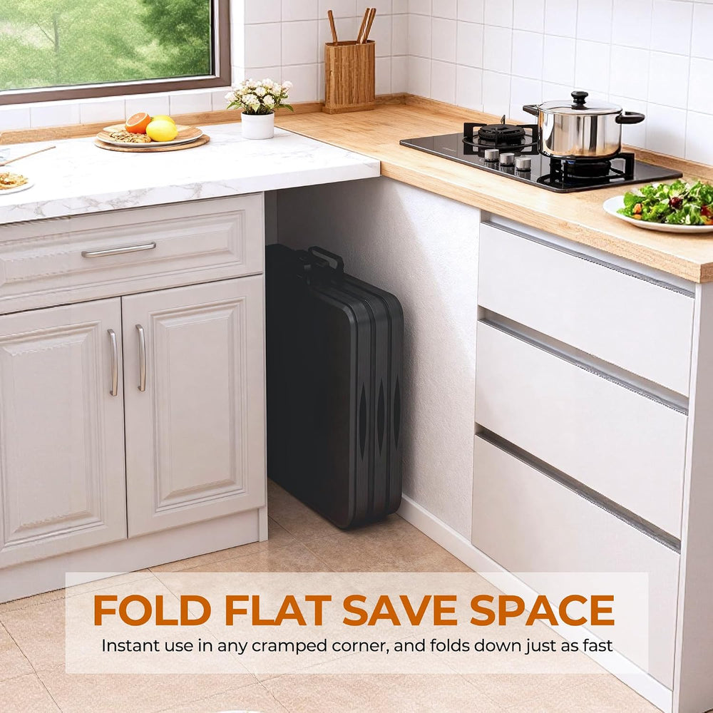 5ft Folding Table Heavy Duty 350 LBS Capacity Foldable Table with 18% Thicker...