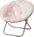 Heritage Kids Sorbet Dreams Rainbow Fur Teen Saucer Chair, Foldable, Multi