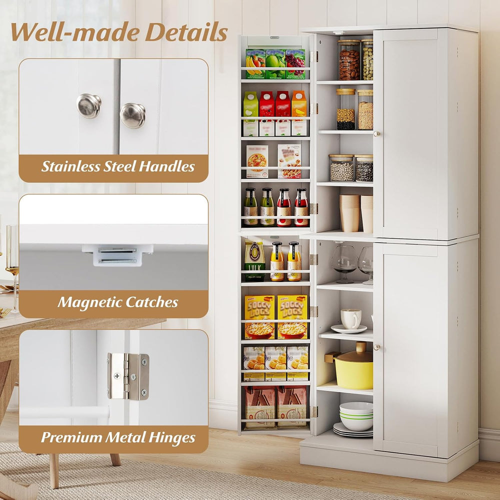 65.5" Kitchen Pantry Cabinet, Freestanding Storage Cabinet with Doors an...