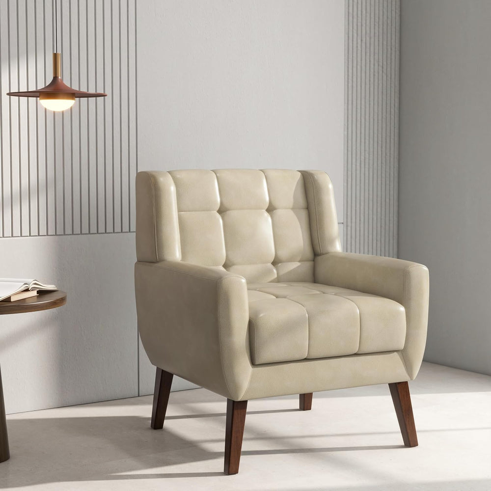 Accent Chair, Comfy Mid Century Modern Small Armchairs with Solid Wood Frame ...