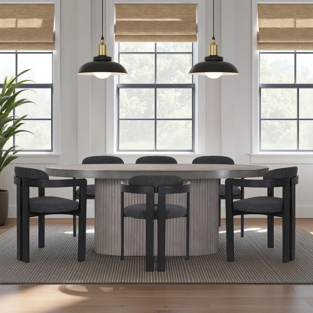 Armen Living Jazmin Contemporary Dining Chair in Black Brushed Wood Finish an...