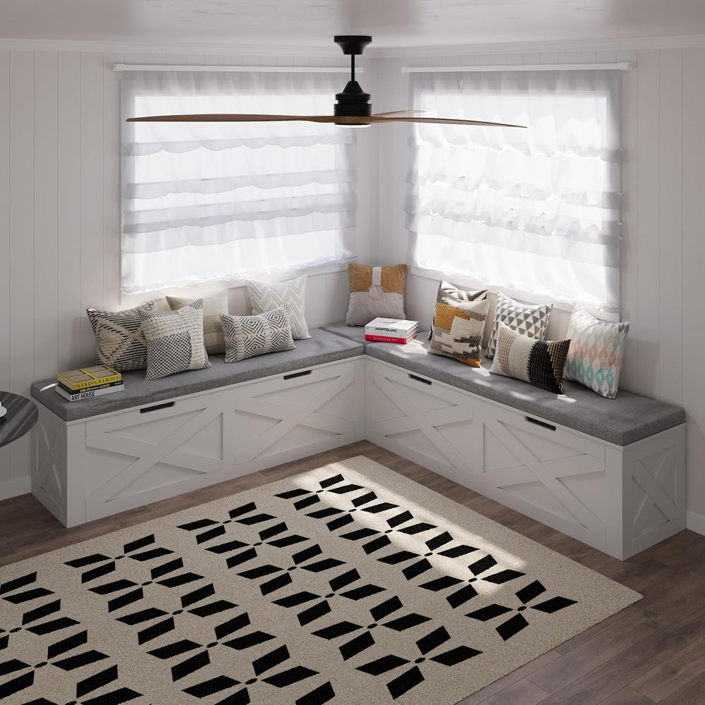 Bobve L-Shape Storage Bench with Cushion, Backless Corner Dining Bench, Kitch...