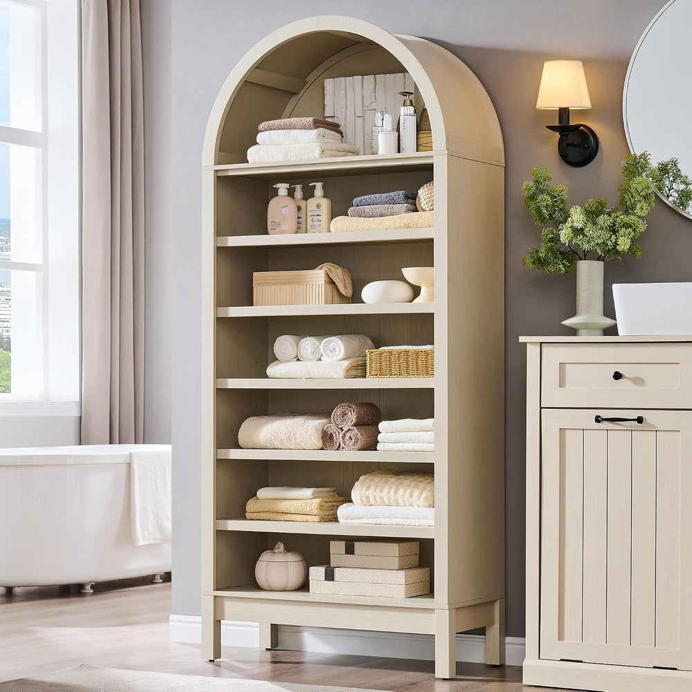IFBUY 71" Tall Arched Bathroom Storage Cabinet, 7-Tier Modern Farmhouse ...