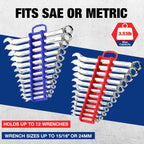 WORKPRO 2-Pack Magnetic Wrench Organizer, 12-Piece Gripper Wrench Holder for Stubby or Line Wrenches, Quality Wrench Rack Fits for SAE (1/4” to 15/16”) and Metric (6mm to 24mm), Flexible Teeth