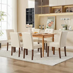 Upholstered Dining Chairs Set of 2, Button Tufted Parsons Chairs with Wood Legs and Padded Seat, Modern Fabric Side Chairs for Dining Room Kitchen Farmhouse Hotel, Beige