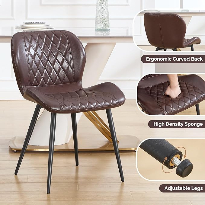 Dining Chair, Comfy Modern Dining Chairs with Thick Cushions, Upholstered Fau...