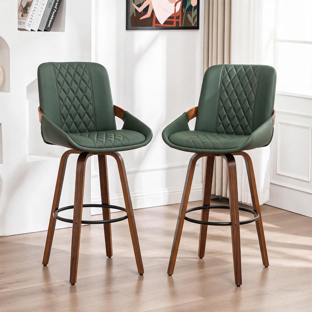 AQG Bar Stools Set of 2, Mid Century Modern Retro Swivel Counter Height Bar C...