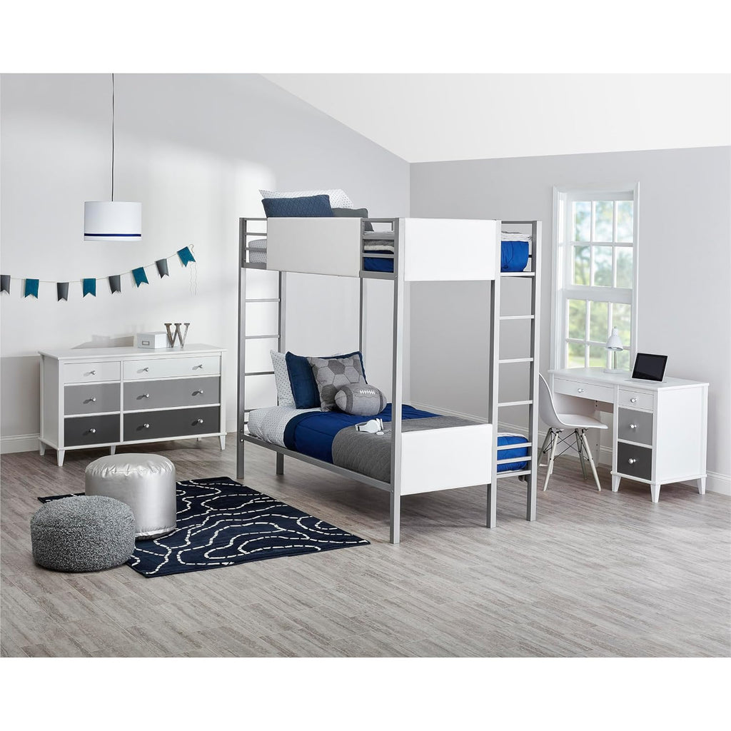 Little Seeds Monarch Hill Poppy Kids’ White Desk, Grey Drawers