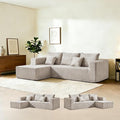 106" Corduroy Boneless Modular Sectional Sofa, Cloud-Louch Deep Seat Sofa with Left Chaise for Living Room & Bedroom(Left-Facing L-Shaped Chaise)