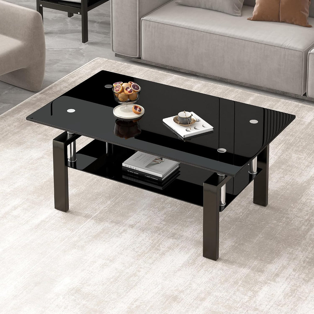 Glass Coffee Table Sets of 3 for Living Room, Mordern End Table Sofa Side Tab...
