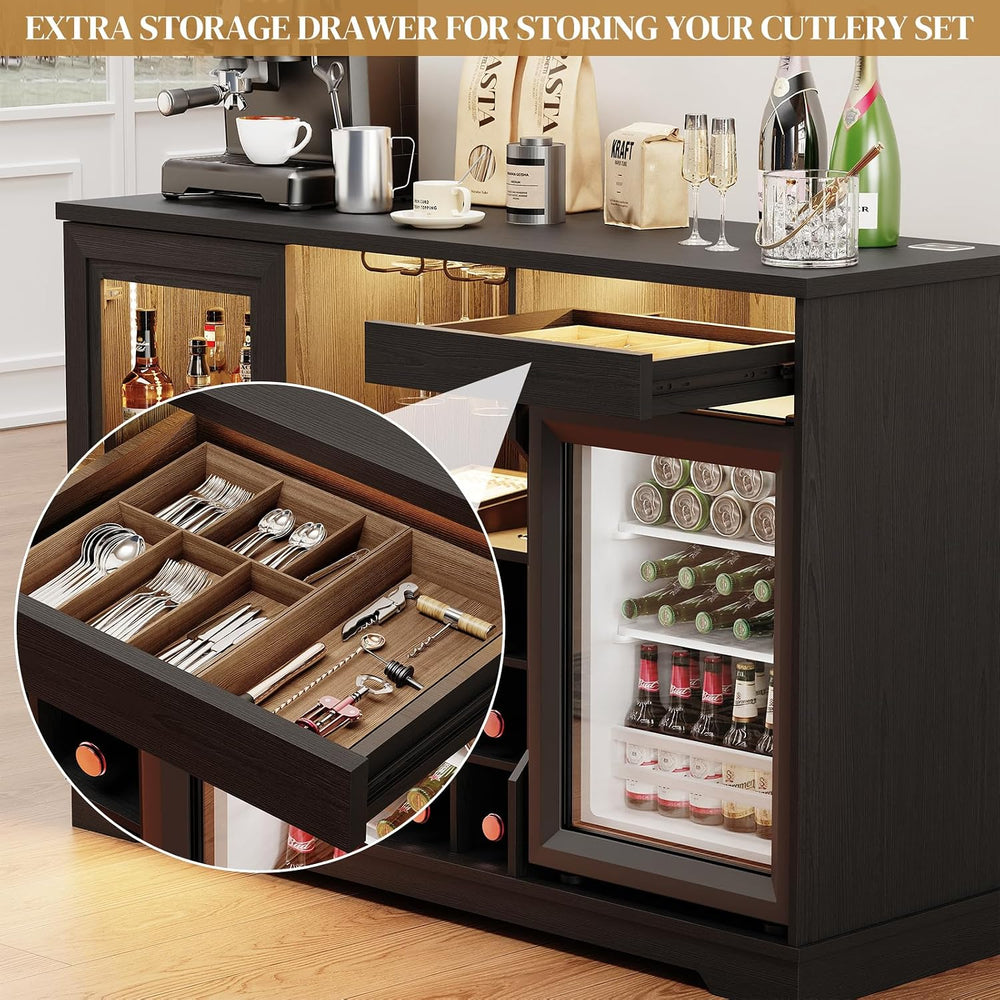 BROTTAR Large Coffee Bar Cabinet with Fridge (Fridge Included) | Liquor Wine ...