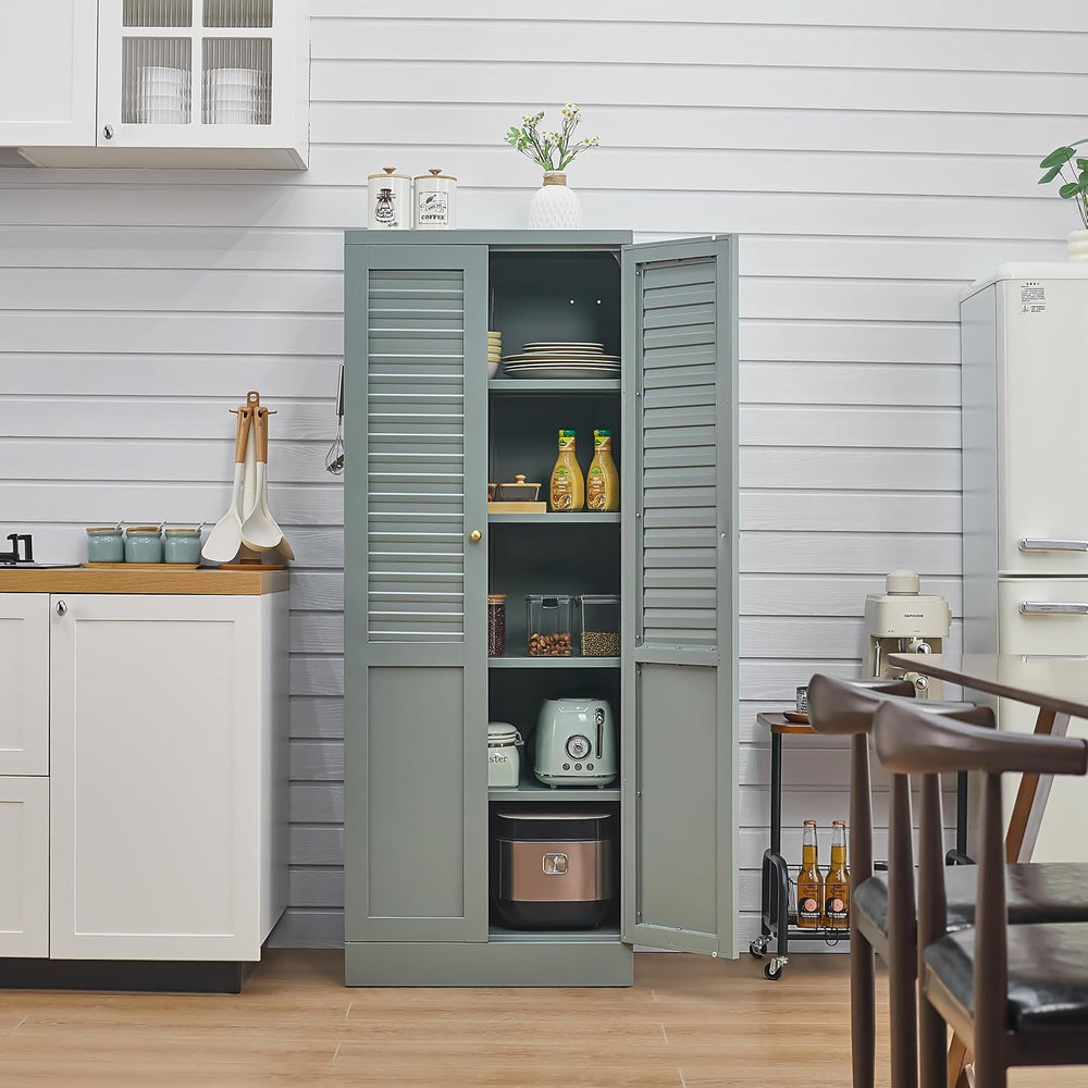 Freestanding Pantry Cabinet with 4 Adjustable Shelves for Kitchen | Space-Sav...