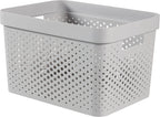 Curver Storage Box Infinity with Dot Pattern, Light Grey, 17 Litre