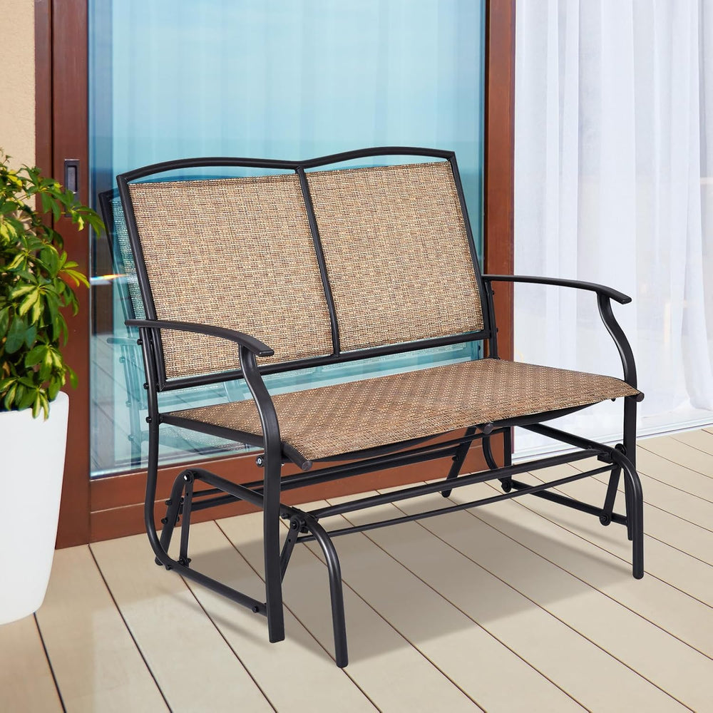 GIANTEX Patio Glider Benches for Outside, Swing Glider Chair w/Steel Frame | ...
