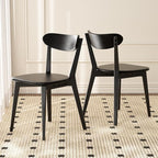 100% Solid Wood Dining Chairs,Mid Century Modern Dining Chairs with Rounded Backrest,Kitchen,Dining Room Chairs Set of 1/2/4 (2, Black Color)