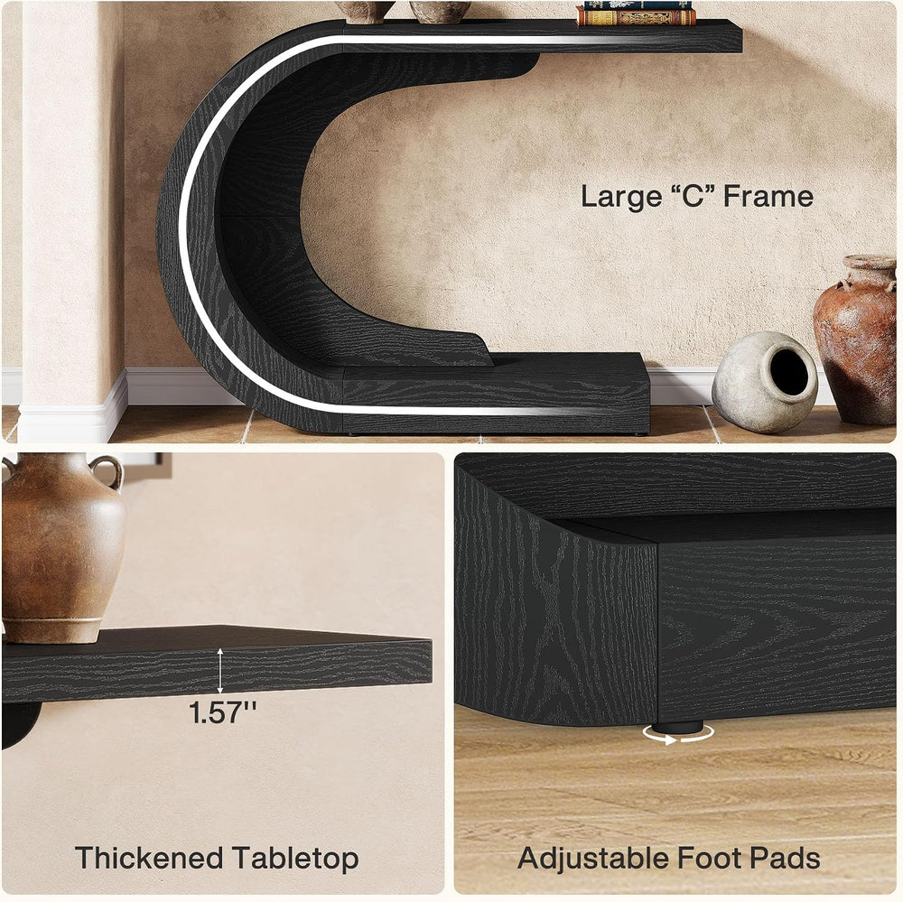 Tribesigns 43.3" Farmhouse Console Table for Entryway, Unique C-Shaped R...