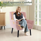 NicBex Modern Accent Chair for Living Room Upholstered Foam Filled Living Room Chairs with Metal Legs Velvet Cozy Lounge Armchair for Living Room Bedroom,Pink