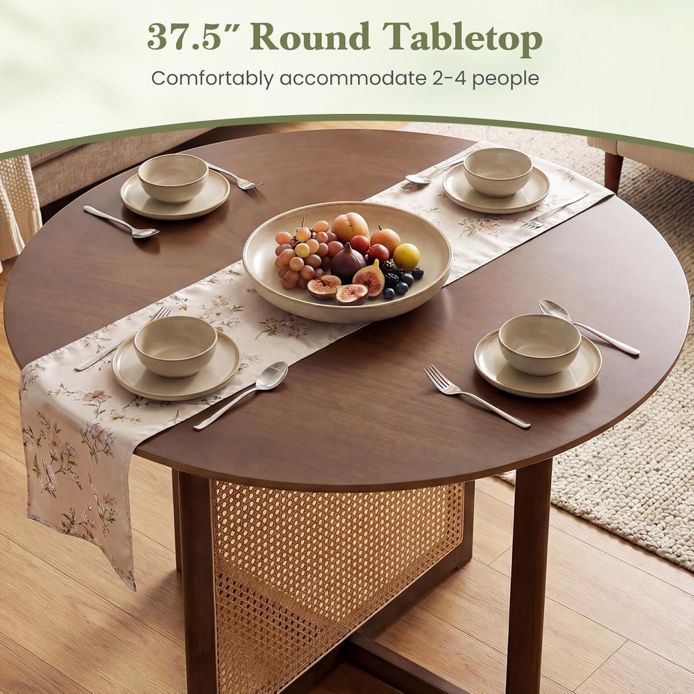 Giantex 37.5" Round Dining Table for 2-4, Farmhouse Kitchen Table with S...