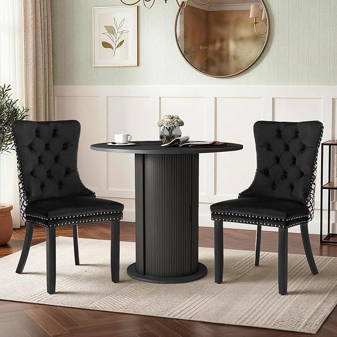 SoarFlash Kitchen Table and Chairs for 2, 31.5" Dining Table Set for 2 with Upholstered Chairs, 3 Piece Kitchen Table Set with Storage Shelf for Small Space, Apartment
