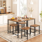 HOOBRO 3-Piece Industrial Dining Table Set, Kitchen Table, Space Saving Dinette for Kitchen, Dining Room, Small Space, Breakfast Nook, Living Room, Party, Rustic Brown and Black BF75CZ01G1