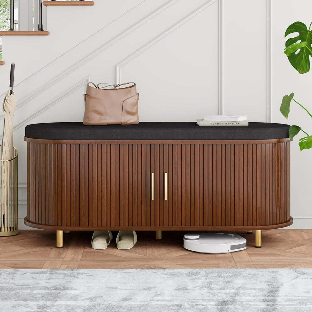 DHH 2-Tier Storage Bench,Wide Shoe Bench with Thickened Padded Seat Cushion, ...
