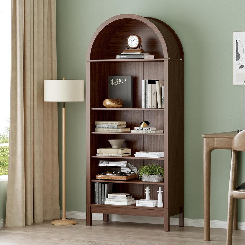 70" Tall Arched Shoe Cabinet, 7-Tier Shoe Rack with 3 Adjustable Shelves, Large Freestanding Shoe Organizer for Entryway, Closet, Hallway, Living Room (Walnut Brown)