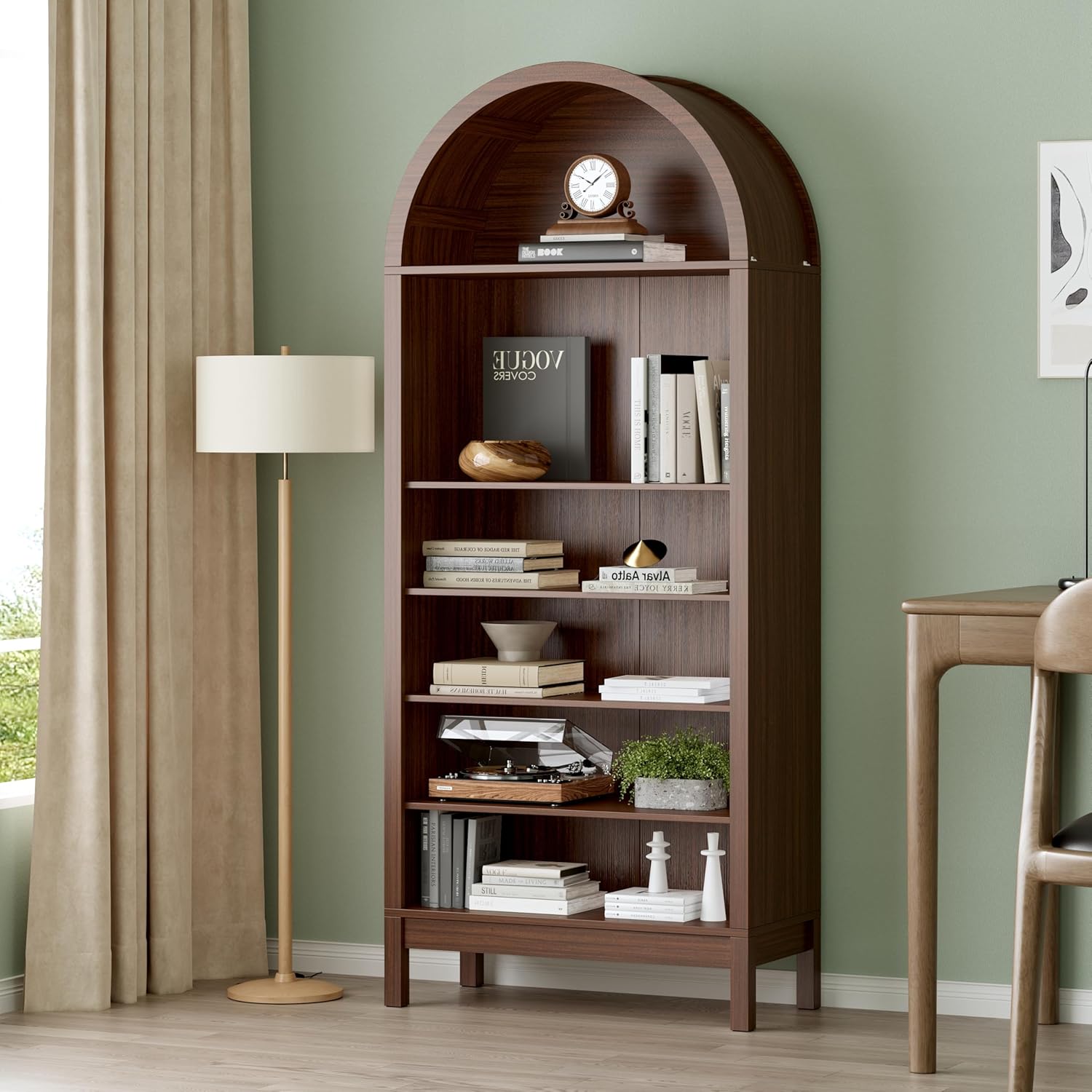 70" Tall Arched Shoe Cabinet, 7-Tier Shoe Rack with 3 Adjustable Shelves, Large Freestanding Shoe Organizer for Entryway, Closet, Hallway, Living Room (Walnut Brown)