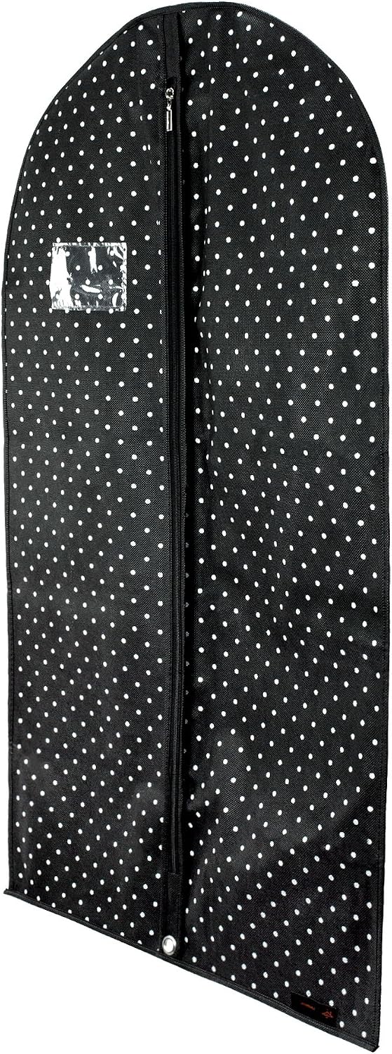 HANGERWORLD 40inch Garment Bag for Suits and Dresses Bags for Closet Storage Breathable Clothes Cover Dust Protector (1 Pack, Black Polka)