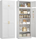 UNICOLY 86.61" H Kitchen Pantry Cabinet, Tall Storage Cabinet with Doors and 4 Shelves, Metal Storage Cabinets for Kitchens, Living Room, Dinning Room, Assembly Required, White