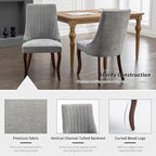 Mid Century Dining Chairs Set of 2, Gray Modern Kitchen & Dining Room Chairs Set of 2, Fabric Upholstered Kitchen Chairs, Sillas de Comedor, Wood Legs (Grey, 2 Pcs)