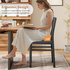 MECHYIN Dining Chairs Set of 4, Rustic Wood Dining Room Chairs with Thickened and Strengthened Metal Steel Frame & Slat Back, Modern Farmhouse Chair for Kitchen, Dining Room (4, Dark Black)