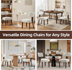 Dining Chairs Set of 8, Fabric Upholstered Wood Kitchen Chairs, Armless Linen Curved Backrest Accent Chair Farmhouse Modern Dining Chairs with Foot Pad for Kitchen/Living Room/Restaurant/Cafe-Beige