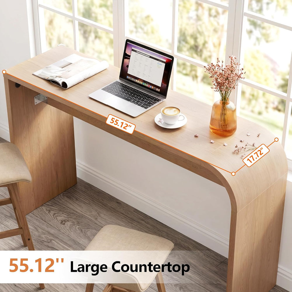 Curved Narrow Console Table, Skinny Behind Couch Counter Height Bar Table | 5...