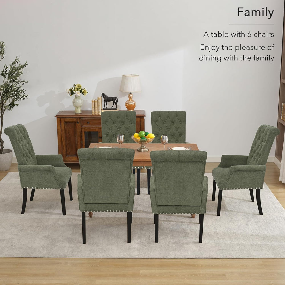 adochr Upholstered Fabric Accent Dining Chair, Arm Dining Chair with Elegant ...