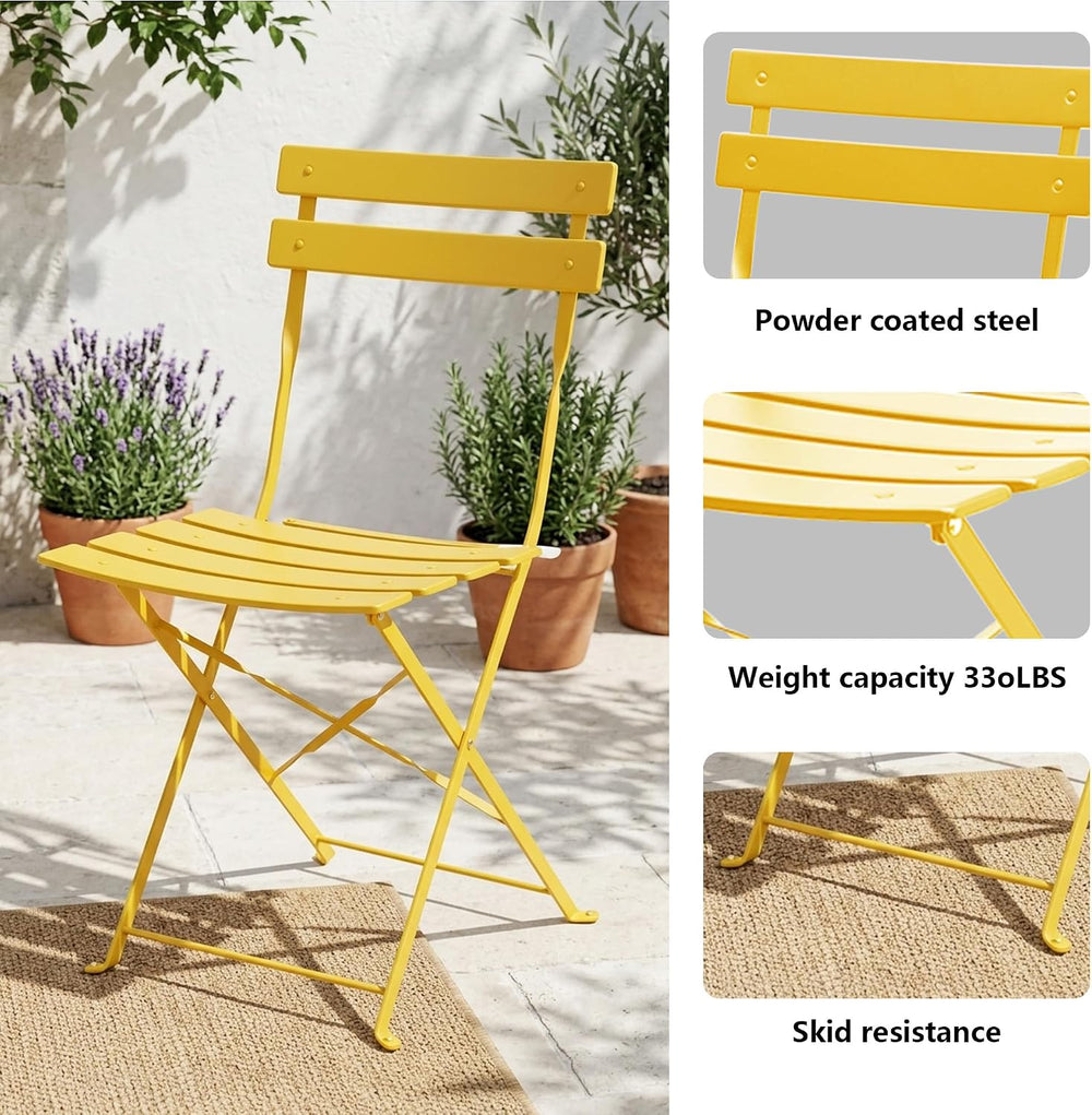 Bistro Table & Chairs Set of 2, Folding Outdoor Patio Furniture