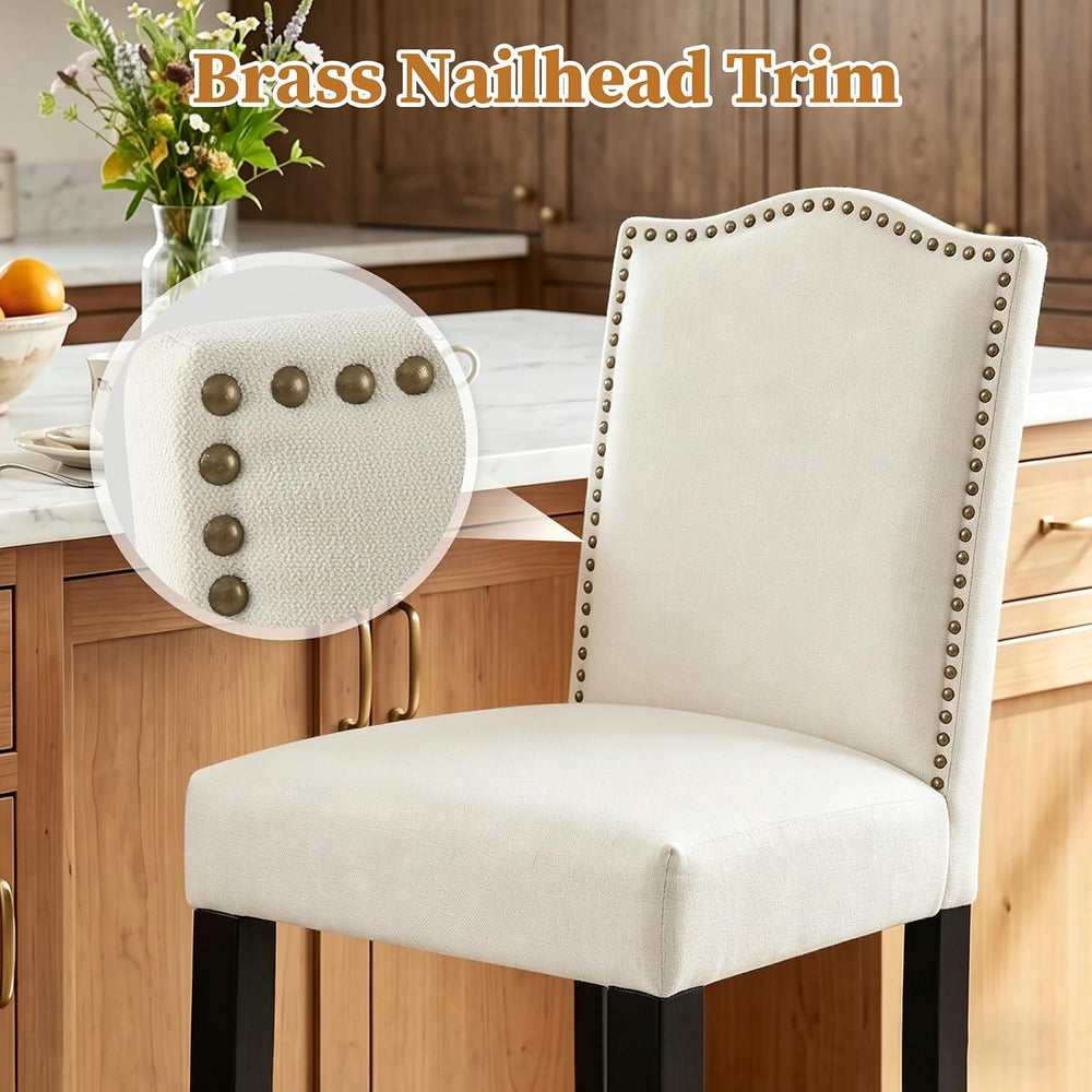 LSSPAID Counter Height Bar Stools Set of 2, 24.8 Inch Modern Upholstered Fabr...