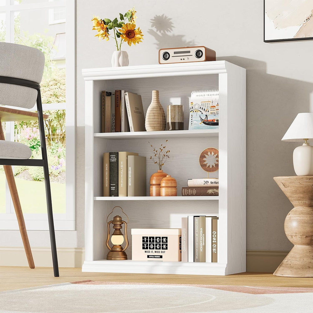 Rresyet 3 Tier Bookcase 27.6" W Bookshelf, White