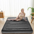 Japanese Floor Mattress, Full Size Futon Mattress, 4" Thicken Tatami Mat Sleeping Pad Foldable Roll Up Mattress for,Camping Couch (Black, 54" x 80")