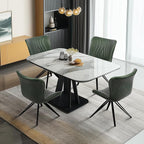 Dining Chairs Set of 2, 360° Swivel Armless Faux Leather Accent Chairs with Padded Back and Metal Legs, Mid-Century Modern Kitchen, Dining Room, Living Room, Bedroom Green