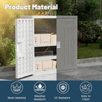 Amopatio Outdoor Storage Cabinet with 2 Shelves, Resin Storage Cabinet Waterproof Plastic Storage Shed - Outdoor Patio Tools, 19.7" D x 29.5" W x35.4 H, Gray