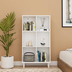 Wood Cube Storage Organizer White Bookshelf - 3-Tier Freestanding Storage Cabinet with Legs for Home Office, 6-Cubes Open Shelf