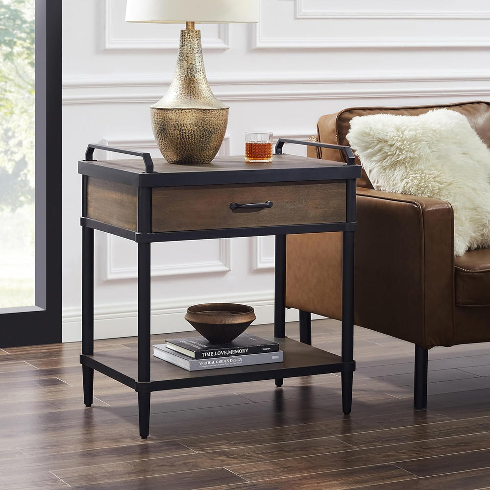 Art Leon Side Table - Mid Century Modern Night Stand, Bedside Table with Wood...