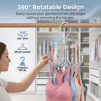 Rotatable Belt Hanger & Bra Organizer for Closet, 2 Pack Space Saving Multi-Purpose Hanging Holder for Tank Tops, Ties, Scarves, Max 48 Storage Capacity Metal Closet Organizers, Silver