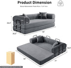 79" Convertible Sofa Bed, Boneless Sleeper Futon Couch for Living Room | 5-in-1 Sleeper Sofa, Boneless Pull Out Couches with Soft Corduroy, No Assembly Required, Apartment Friendly, Dark Grey