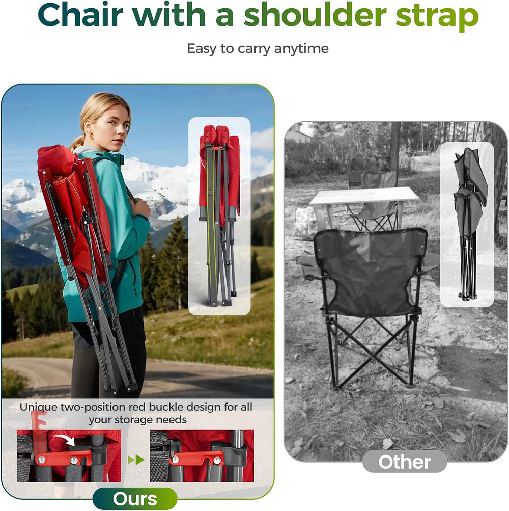 ALPHA CAMP Oversized Folding Camping Chairs for Adults High Backrest Heavy Du...