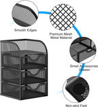 EasyPAG Mesh Desk Organizer with 3 Drawer Office Desktop Organizers and Accessories Stationery Caddy for Office, Home, Students, Black